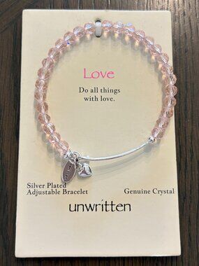 Unwritten Adjustable Silver & Pink Bracelet